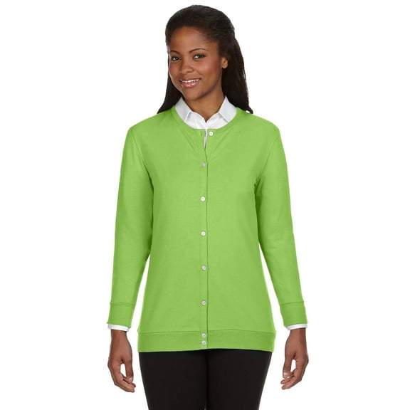 DP181W Devon & Jones Ladies' Perfect Fit Ribbon Cardigan Lime S