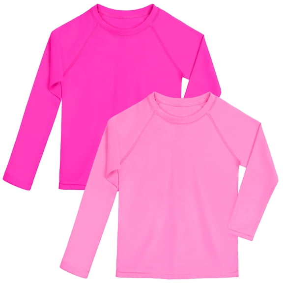 Poroka 2 Pack Girls UPF 50 Sun Protective Rashguard Swim Shirt Girls Swimming Tee Dry Fit Top for Outdoor Sports