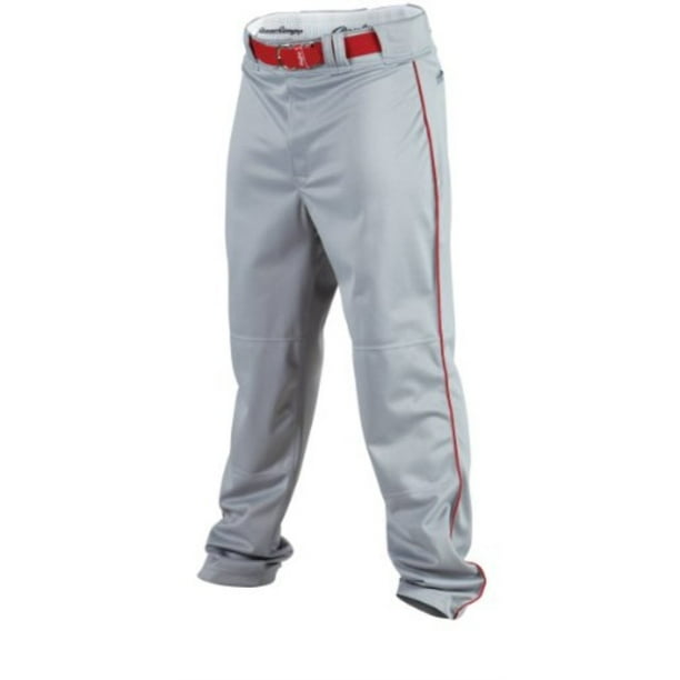 gray baseball pants with blue stripe