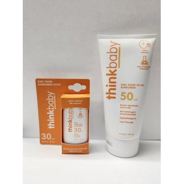 Thinkbaby SPF 50  Sunscreen 6 oz Tube and Thinkbaby SPF 30 Sunscreen Stick 0.64 oz