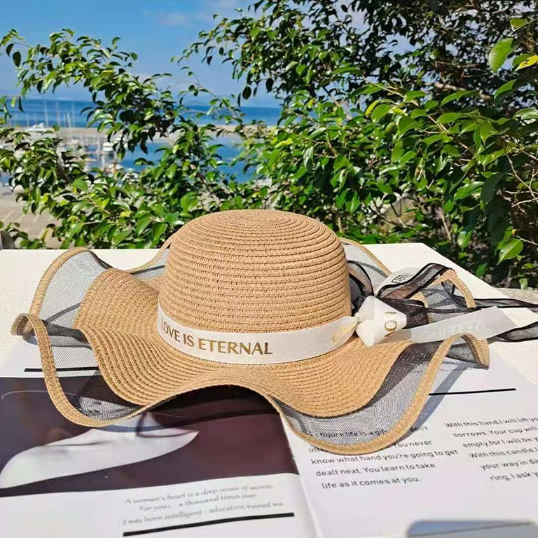 Beach Hats for Women, Straw Sun Hat with Wide Brim, Summer Floppy Beach  Hats for Women, Packable Floppy Straw Garden Hat