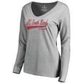 thumbnail image 2 of Women's Heathered Gray Indiana University South Bend Titans All-American Primary Long Sleeve V-Neck T-Shirt, 2 of 3
