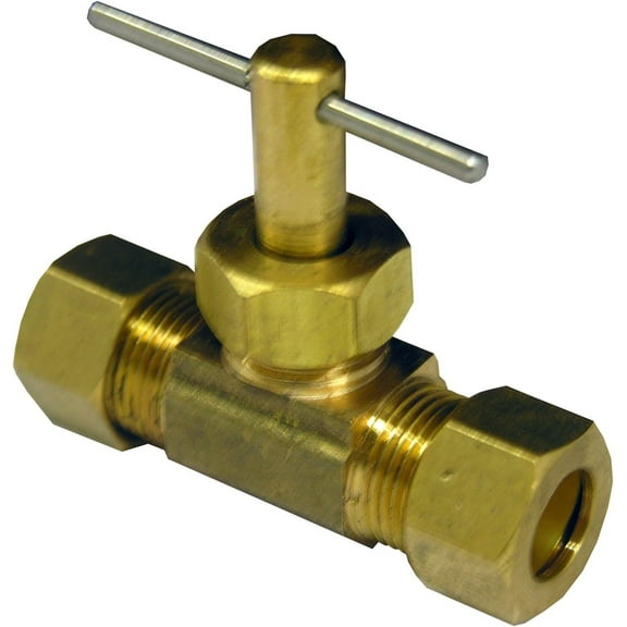 Lasco Fittings Needle Valve 17-1531 Straight - Brass, 3/8" Compression X 3/8" Compression