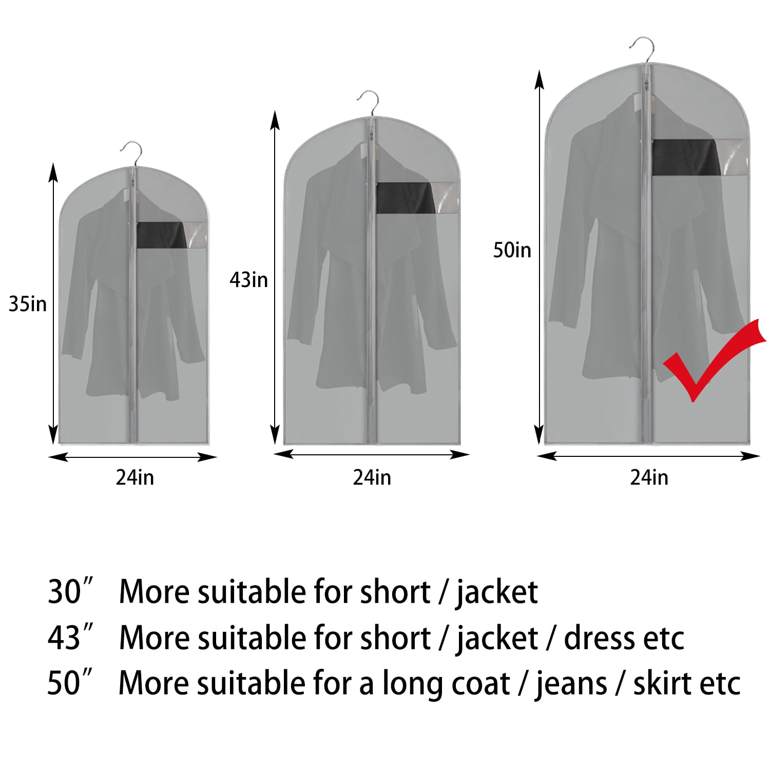Dress Bags for Gowns Long, 65'' Long Dress Clear Garment Bag