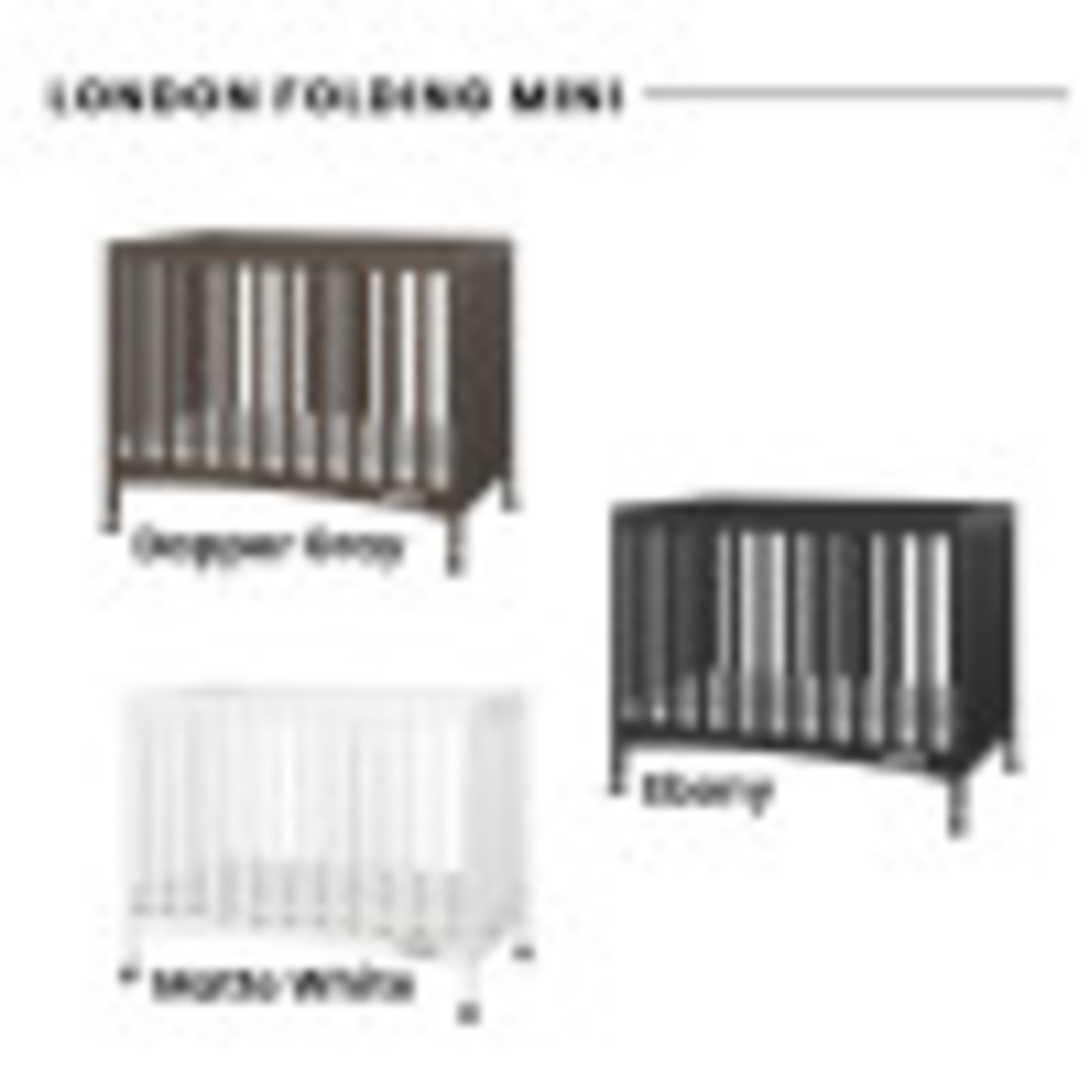Child Craft London Folding Portable Mini Crib with 2-inch Mattress, Ebony
