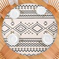 thumbnail image 2 of Boho Floral Motif Round Tablecloth with Elastic Band, 44 Inch Fits 38"-42" Tables, Spill Resistant for Picnic, Party, and Kitchen Use, 2 of 7