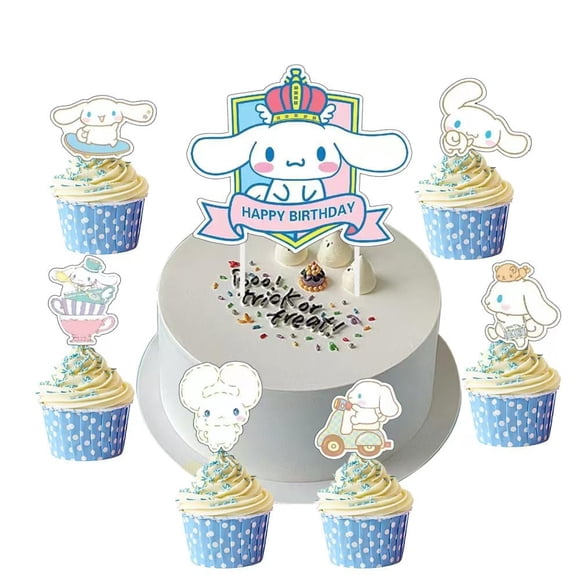 Set de 25 toppers para cupcakes Jlemon, gato rosa para cumpleaños