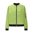 thumbnail image 4 of Zip Up Casual Jacket for Women Oversized Long Sleeve Coat Light Windbreaker With Ribbed Cuffs Pockets Fluorescent Green XL, 4 of 8