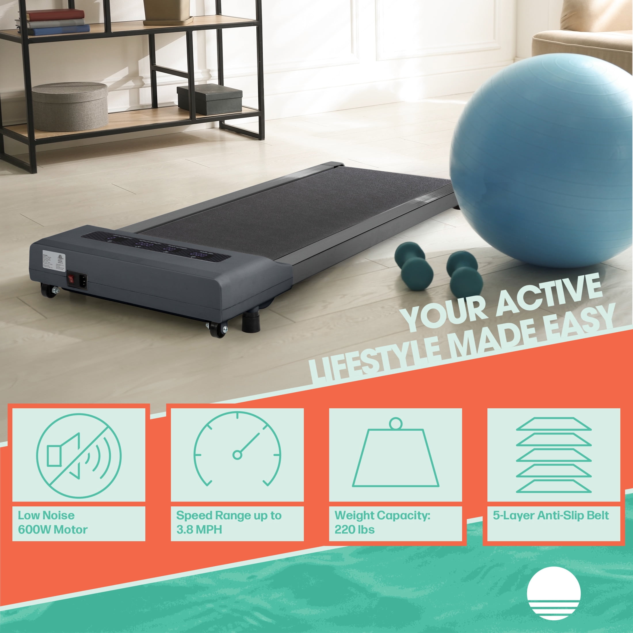 RAD Sportz Walking Pad - Portable Under Desk Treadmill, Gray