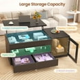 thumbnail image 4 of 39.4" Lift Top Coffee Table with Storage, Modern LED Coffee Table with 2 Drawers & Display Cabinet, Center Table with Large Open Shelf for Living Room, Black, 4 of 8