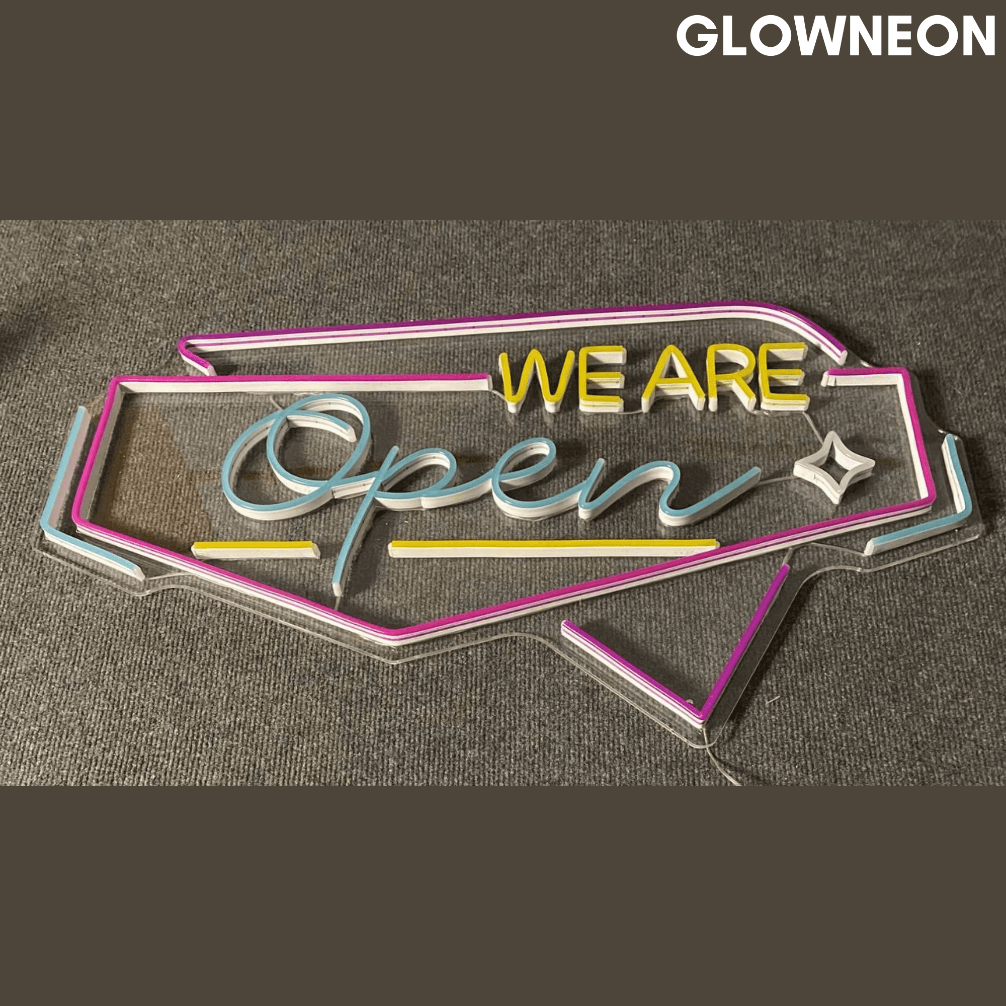 Glowneon We Are Open Neon Sign, Grand Opening Welcome Shop Led Light