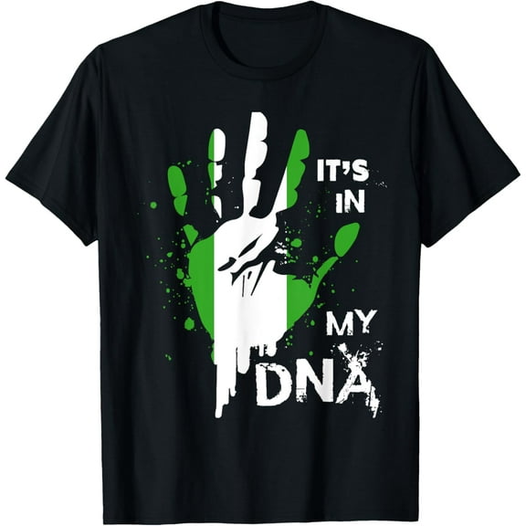 t-shirt Nigeria IT'S IN MY DNA Shirt Nigerian Flag Proud Fingerprint T-Shirt mens，black，women，funny，journey，Crew Neck, Short Sleeve,custom clothing patterns.gift