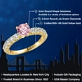 thumbnail image 2 of Gem Stone King 14K Yellow Gold Pink and White Lab Grown Diamond Engagement Ring for Women | 1.15 Cttw | Round 5MM | Gemstone April Birthstone | Size 8, 2 of 6