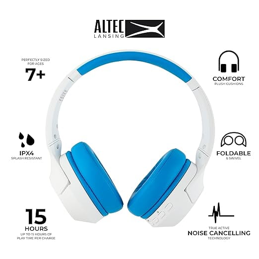 Audifonos inalámbricos con cancelación de ruido Altec Lansing Kid Safe, batería de 15 horas, ,perfectos para niños de 7 años en adelante