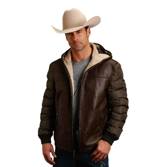Stetson Western Jacket Mens Leather Zip XL Brown 11-097-0539-6624 BR