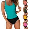 thumbnail image 2 of AHTJRT Two Pieces Bathing Suits for Women Square Neck Swim Tank Tops with Slimming Boy Shorts Sporty Activewear Tankini Sets Pink#01 XL, 2 of 7