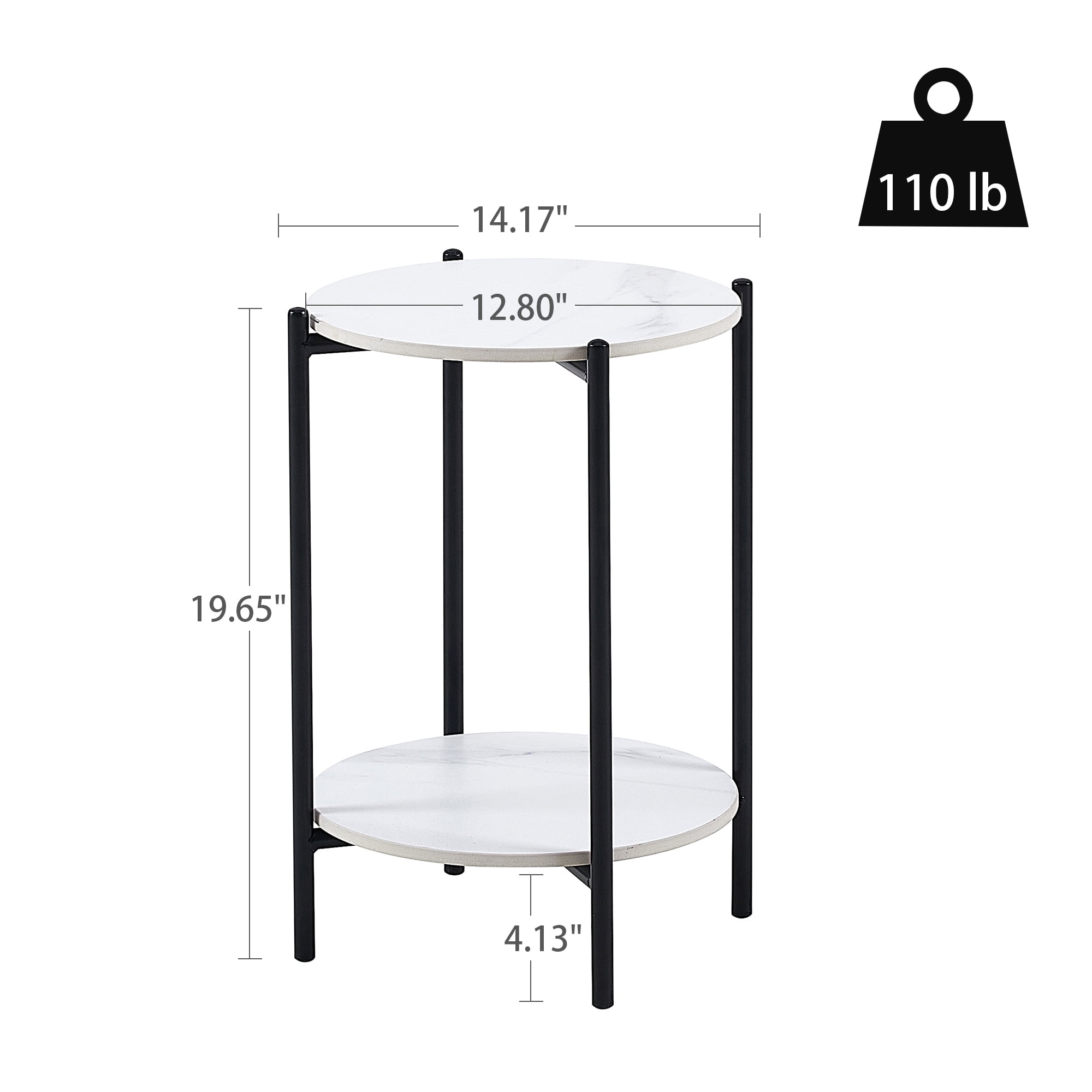 Yardi Yard 2-Tier Small Accent Table with with Faux Marble Tabletop, Round Metal Black End Table for Sofa Side Yardi Yard 2-Tier Small Accent Table with with Faux Marble Tabletop, Round Metal Black End Table for Sofa Side