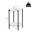 thumbnail image 3 of KOSSMAI 2-Layer Sintered Stone Round Sofa End Side Coffee Table with Black Metal Legs For Living Room Bed Room Dining Room Entry White, 3 of 8