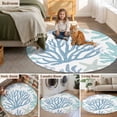 thumbnail image 5 of Summer Ocean Life Round Rugs for Living Room 4ft Marine Starfish Coral Lines Simple Art Non Slip Circle Rug Washable Low-Profile Indoor Carpet for Bedroom, Dining Room, Bathroom, 5 of 9