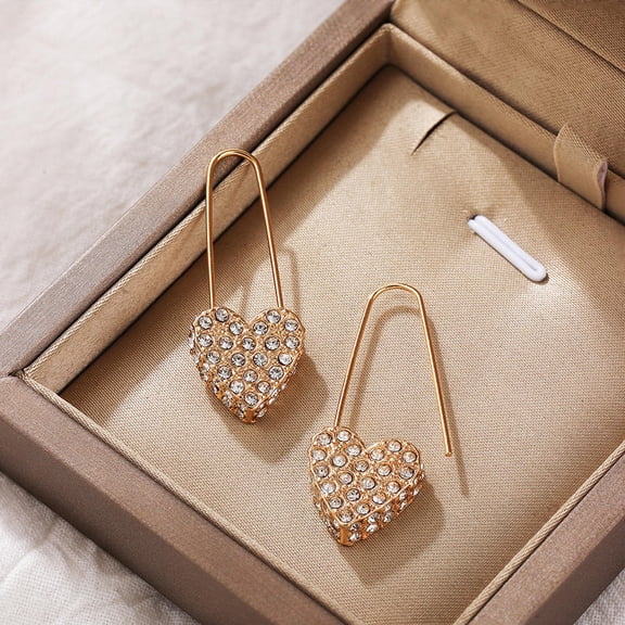 LOLIPPYY 1 Pair Trendy Earrings Heart Earring For Women Golden Alloy Heart Shaped Appearance Any Occasion