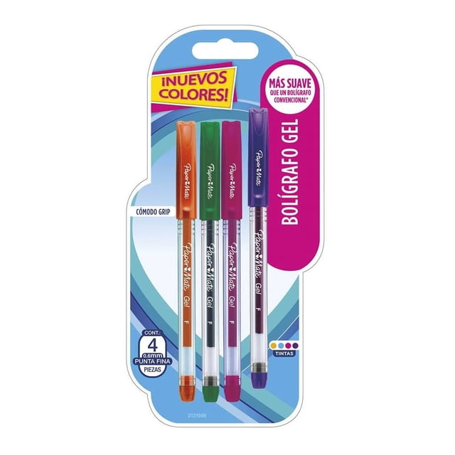 Bolígrafos Paper Mate de Gel Punto Fino 0.6 mm 4 pzas