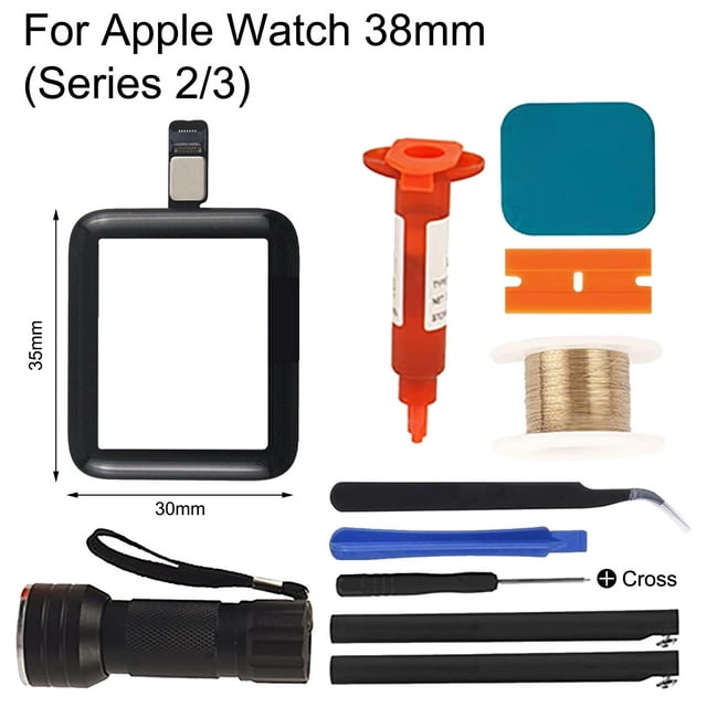 Flmtop Watch LCD Front Glass Cover Touch Screen Digitizer Replacement with Flex Cable for Apple Watch Series 2/3 4 5 SE