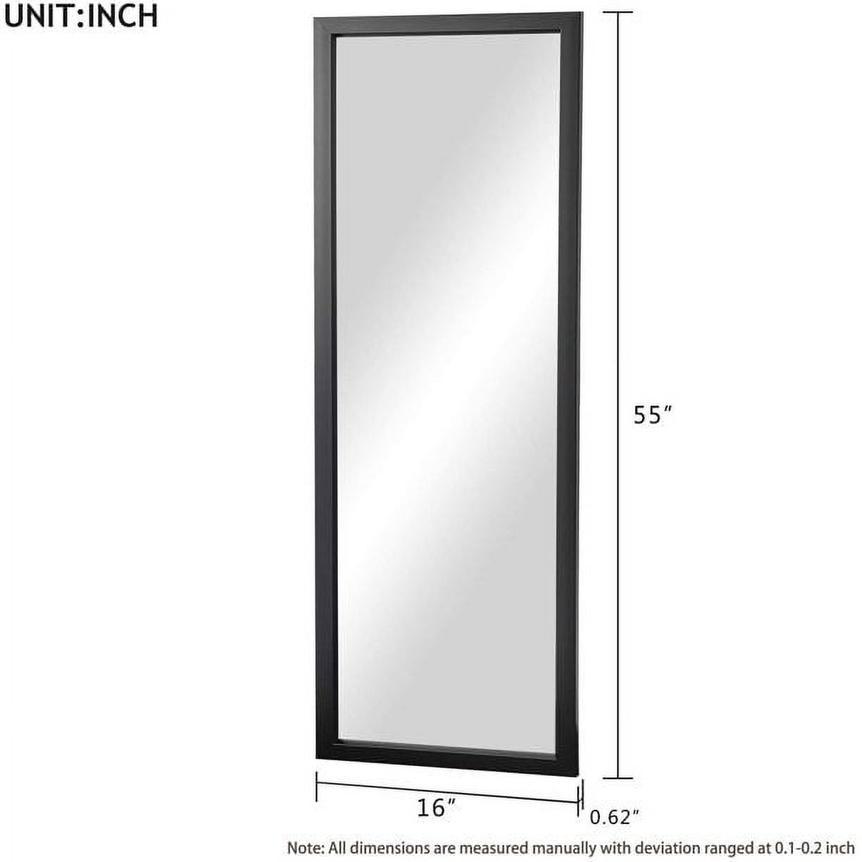 Full Length Door Mirror 55" x 16" Rectangle Wall Mirror Hanging or Leaning Against Wall for Bedroom Black (No Stand)