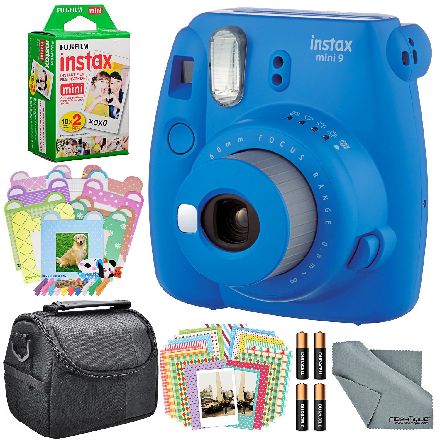 Fujifilm Instax mini 9 Instant Film Camera (Cobalt Blue) and Accessory