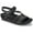 Black, variant on Womens Jalen Faux Leather Ankle Strap Footbed Sandals