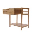 Modern Bamboo Bedside Table Bedroom Nightstand Drawer Shelf