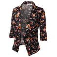 thumbnail image 2 of Doublju Women's Ruched 3/4 Sleeve Open Front Blazer Jacket with Plus Size, 2 of 4