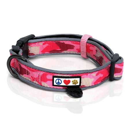 UPC: 0735255515947 | Pawtitas Classic Padded Reflective Dog Collar Lumberjack Medium Dog Collar Camouflage Pink