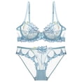 thumbnail image 4 of Conjunto de sujetador transparente con bordado de lencería súper sexy de Europa y Estados Unidos para mujer, pechos grandes, talla pequeña, 4 of 6