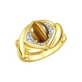 thumbnail image 1 of RYLOS Bagues pour Femmes Bague en Or Jaune 14K XOXO Câlins et Baisers Bague Pierre Précieuse 9x7 mm et Diamant Bijoux Oeil de Tigre pour Femmes Taille 10, 1 of 7