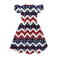 thumbnail image 4 of Jinhomg Toddler Girls Holiday Dresses Cute Star Striped Print Midi Dress Casual Ruffle Flutter Sleeve Party Dresses Patriotic 4Th Of July American Flag Outfits Red 150, 4 of 5