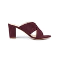 thumbnail image 3 of BLISSFUL STEP Women's Sandals Block Heels Crisscross Strap Mules Slide Sandals Burgundy 5.5, 3 of 8