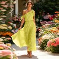 thumbnail image 6 of JULMCOMO Summer Dresses for Women Polka Dot One Shoulder Casual A Line Flowy Maxi Dresses Tie Strap Beach Vacation Sundresses Yellow 2XL, 6 of 7