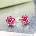thumbnail image 2 of Gem Stone King 4.00 Ct Round Pink Mystic Topaz 14K Yellow Gold Stud Earrings for Women Men, 2 of 3