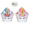 Set of 24 Premium Sparkle Unicorn Cupcake Wrappers, Cute Unicorn Birthday Party Glitter Cupcake Design Perfect for Girl's Birthd
