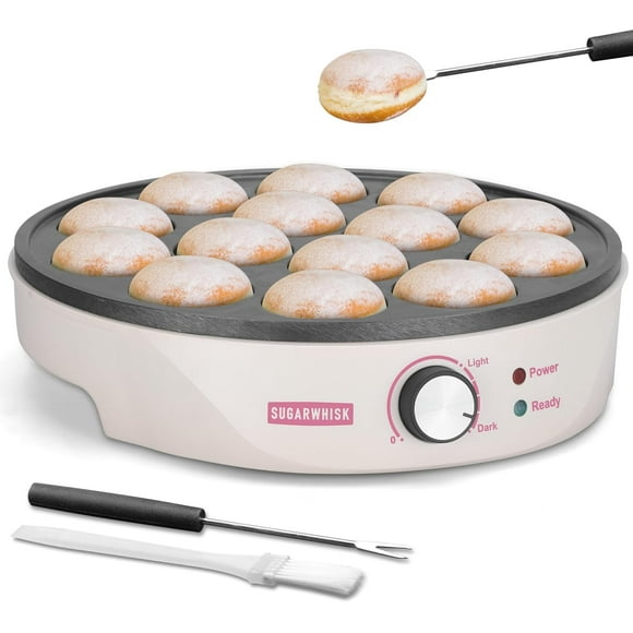 Mini Waffle Maker Machine, Tiny Waffle Bites Iron for Kids, Bake 8 x 2'' Tiny Waffle Bites, Small Waffle Maker, Compact & Easy Use, Non Stick Surface, Recipe Included, White