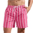 thumbnail image 2 of YHAJDS Mens Swim Shorts Striped Print Elastic Drawstring Pockets Beach Summer Vacation, 2 of 3