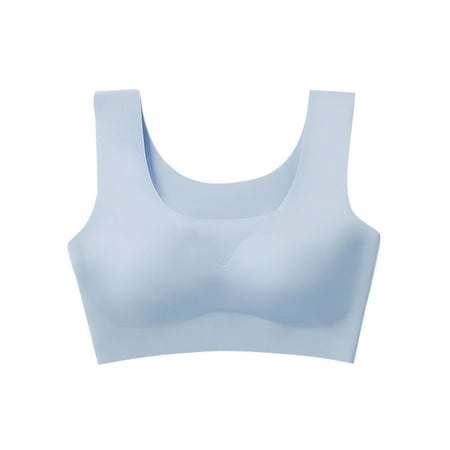 

Grianlook Women Seamless Wirefree Bralettes Seamfree Wide Shoulder Straps Bras Everyday Wear Padded Bralette Blue XL
