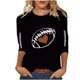 thumbnail image 2 of Heisall Womens Tops 3/4 Sleeve Round Neck Loose Casual Fashion T-Shirts Rugby Print, 2 of 4