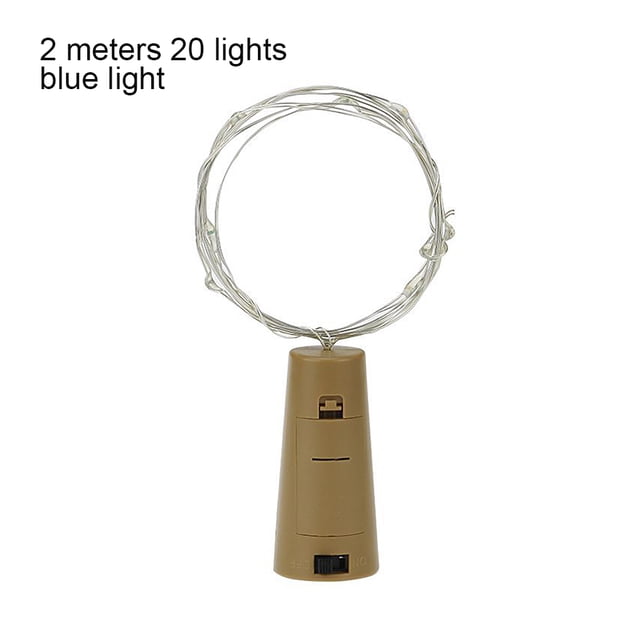 Wosthever Luz de botella de corcho alimentada por 1 m/2 m barra de luz LED DIY barra de luz de tapón de botella de vino de fiesta de cumpleaños Iluminación navideña azul 2m