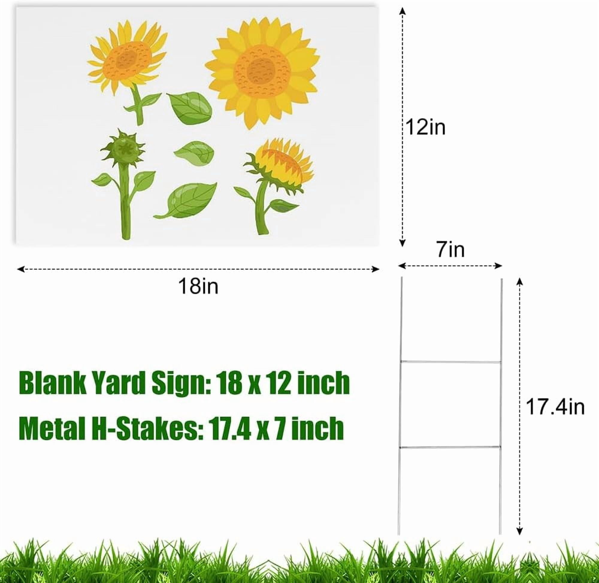 10 Pack 18 x 12 Inches White Corrugated Plastic Yard Sign with Metal Stakes for Birthday, Real Estate Garage Sale Signs, Rent, Guidepost Decorations