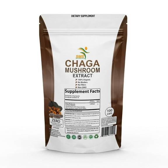 Chaga Mushroom Extract (Inonotus Obliquus) With 30% Polysaccharides 100 Veg Caps