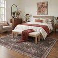 thumbnail image 4 of GENIMO 2'x7' Runner Rug, Machine Washable Non Slip Low Pile Hallway Runner Rug for Kitchen Laundry Room, Vintage Floral, Dusty Brown, 4 of 7