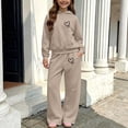 thumbnail image 3 of Fjofpr Girls 2 Piece Sets Size 6 Girl's Tracksuits 2 Pieces Outfits Winter Printed Hooded Sweatshirt Wide-Leg Pants Casual Sports Fleece-Lined Warmth Two-Piece Set Kids 5-14 Years, 3 of 7