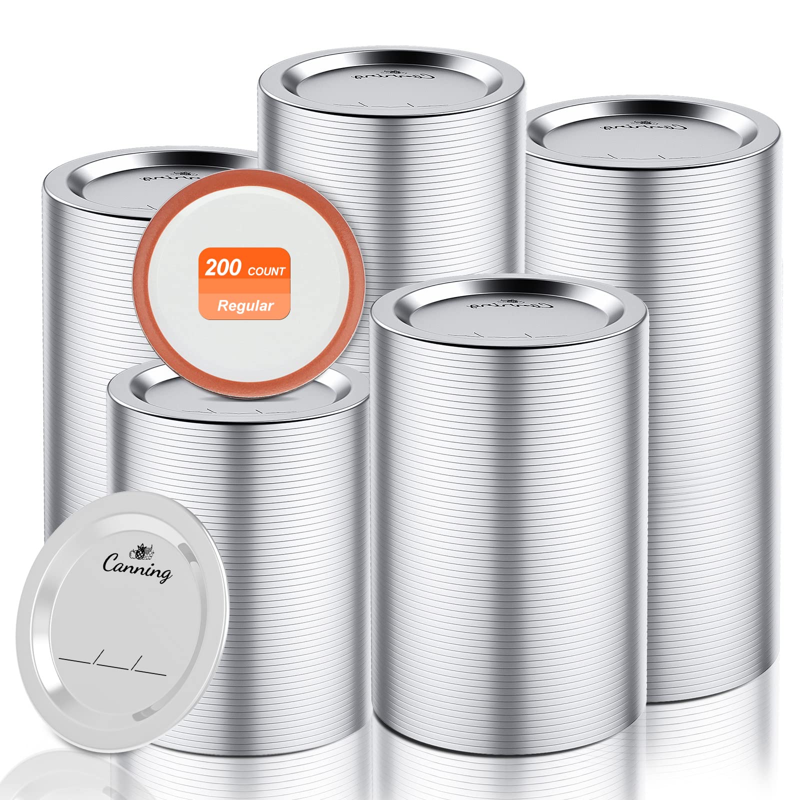 Tattler Regular Mouth Canning Lids With Rubber Rings - 12 Pack Reusable Plastic Canning Lids