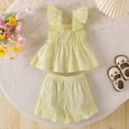 thumbnail image 4 of RMGVDSD Baby Girl Clothes Floral Print Toddler Girls Summer Outfit Sleeveless Ruffle Shirt Tank Tops And Shorts Two Piece Sets Toddler 18-24 Months, 4 of 5